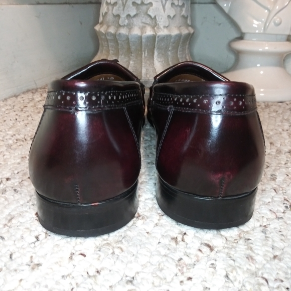 Bass Grammer Burgundy Patent Leather Tassel Kiltie Loafers - Picture 7 of 11